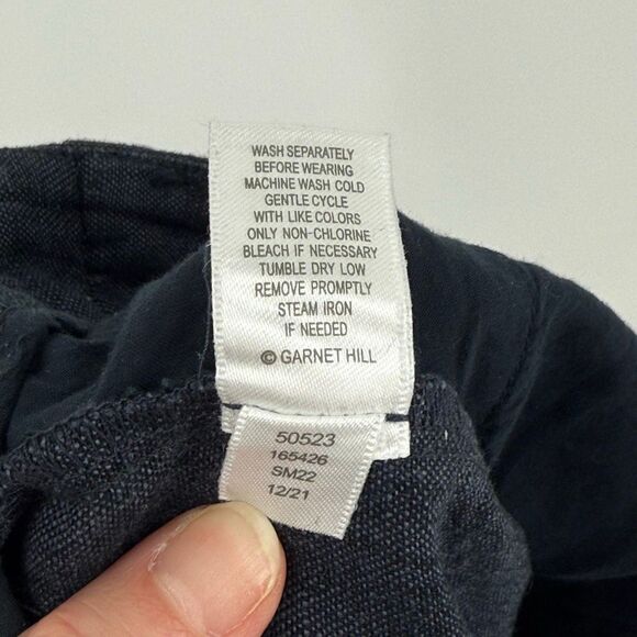 Garnett Hill 100% Linen Straight Leg Trouser Pant Women 6 Blue Casual Beach - Picture 9 of 9